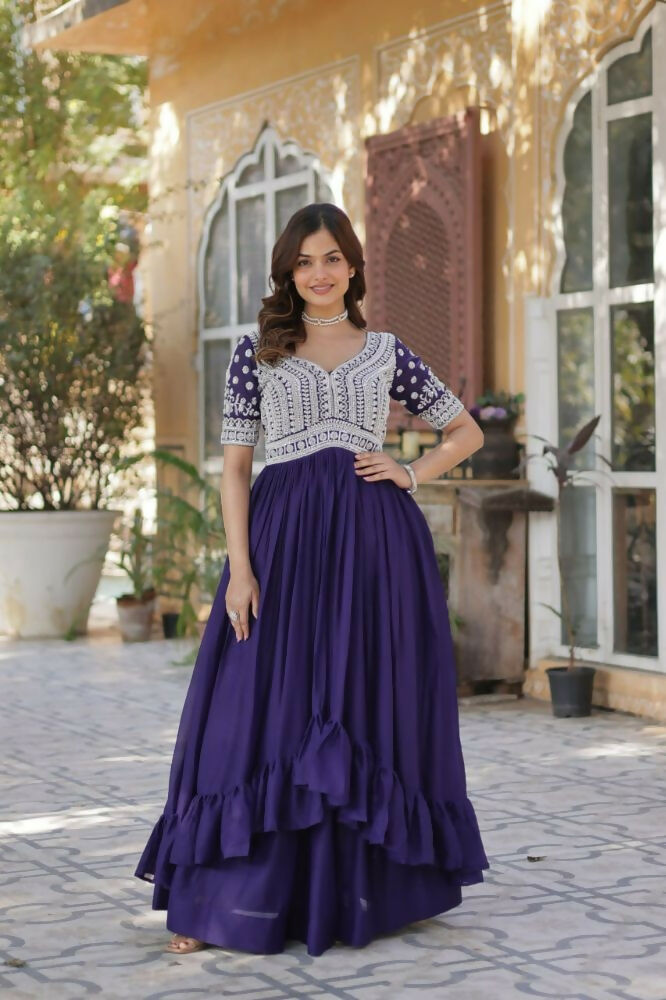 Vastranavya Mustard Star Georgette with Embroidery Beads Sequins Work Fancy Kurti & Lehenga | Grocsy