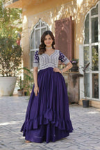 Vastranavya Mustard Star Georgette with Embroidery Beads Sequins Work Fancy Kurti & Lehenga | Grocsy