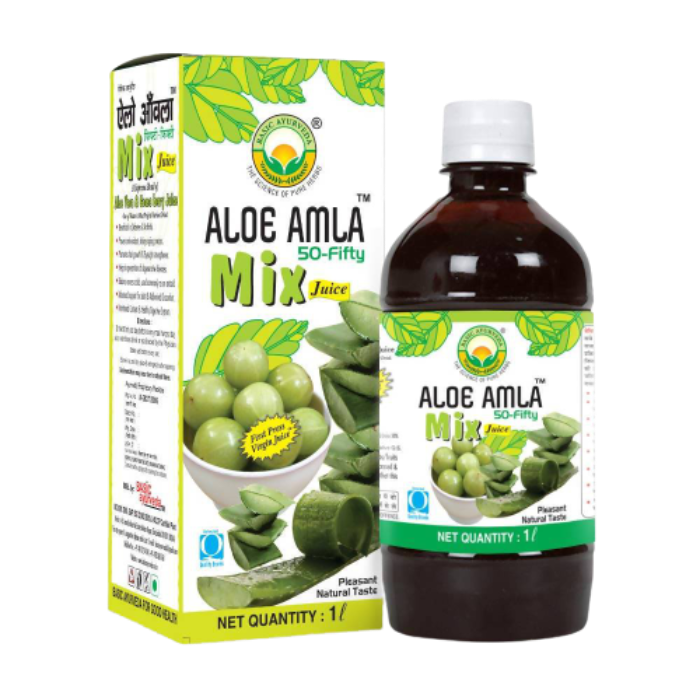 Basic Ayurveda Aloe Amla 50-Fifty Mix Juice | Grocsy