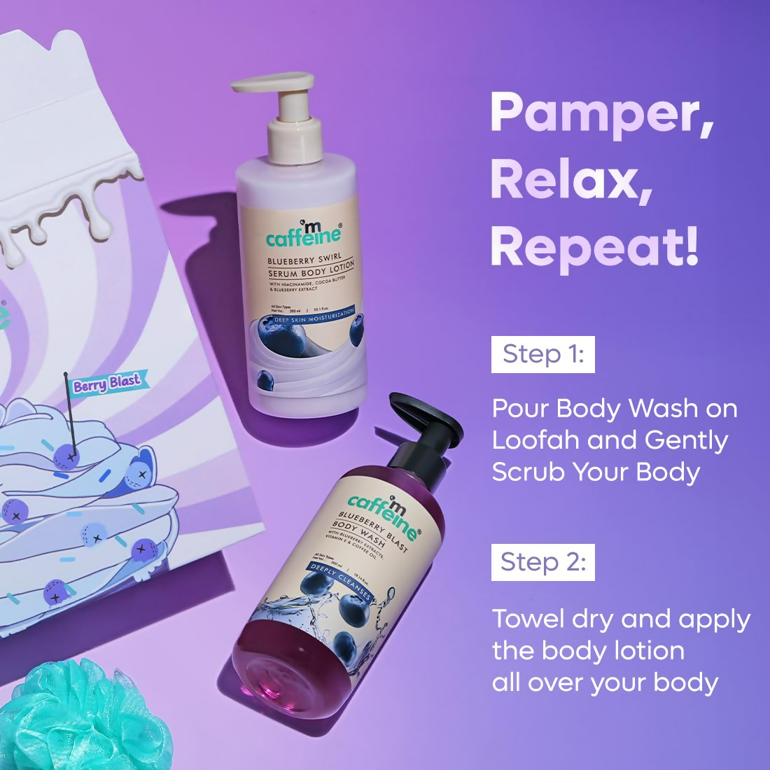 mCaffeine Blueberry Escape Bath & Body Gift Kit Set | Grocsy