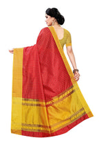 Vamika Red Cotton Silk Weaving Saree (Manipuri Red) | Grocsy