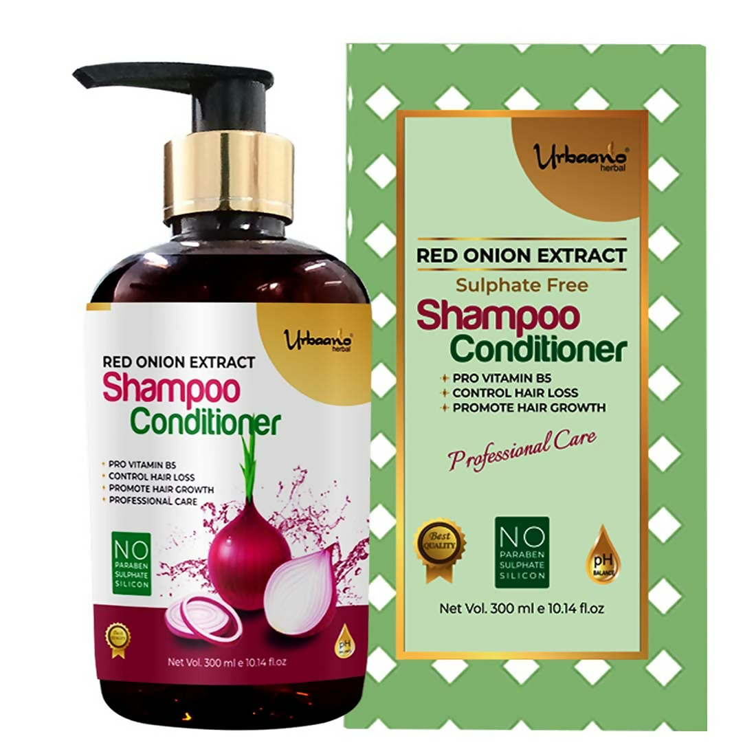 Urbaano Herbal Onion Oil + Shampoo & Conditioner Hair Care Set | Grocsy
