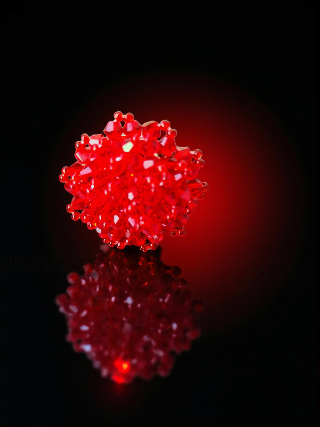 Inhanns Rang-E-Roshan Adjustable Ring – Handmade Crystal Statement Ring - Red Big | Grocsy