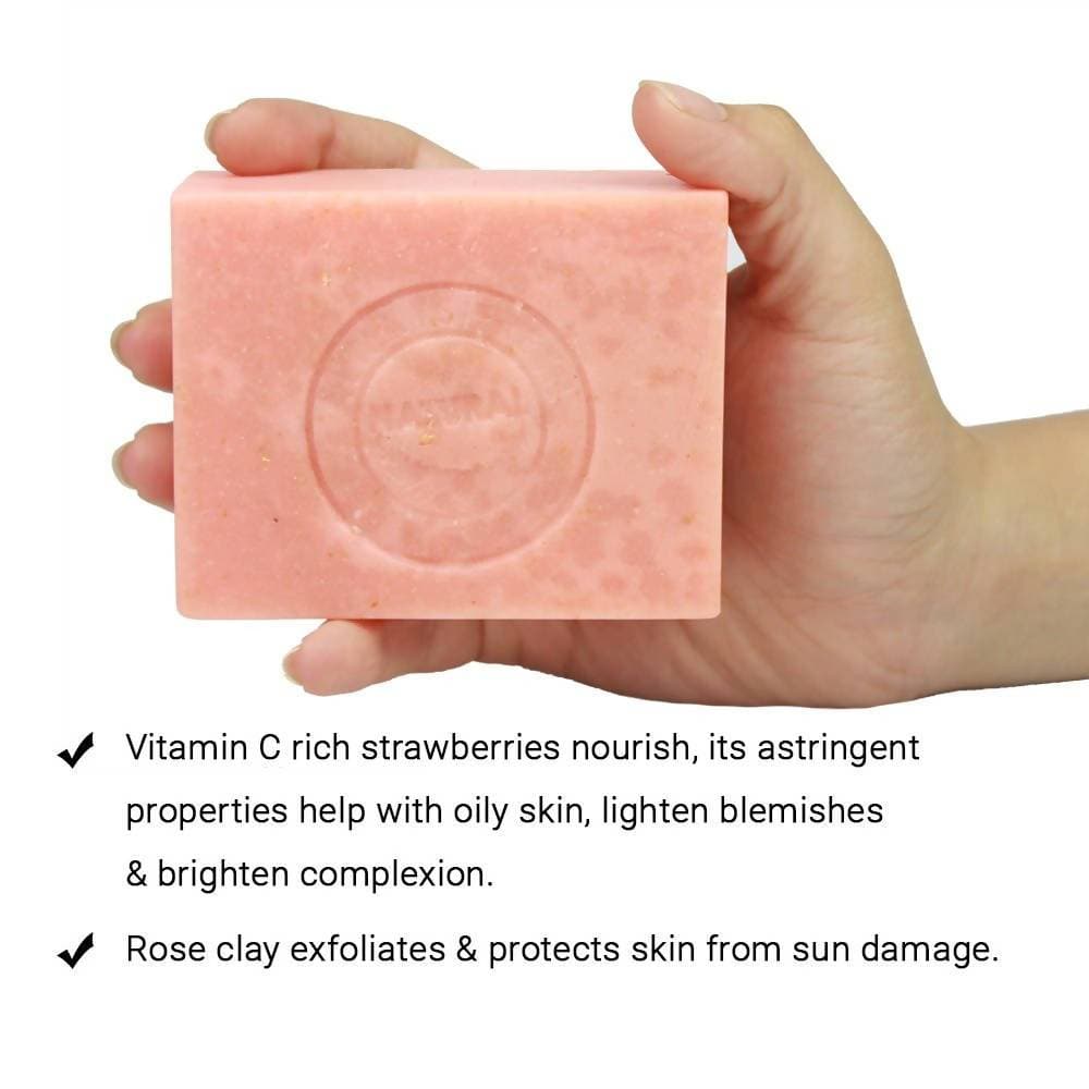 Soulflower Handmade Pink Strawberry Skin Soap | Grocsy