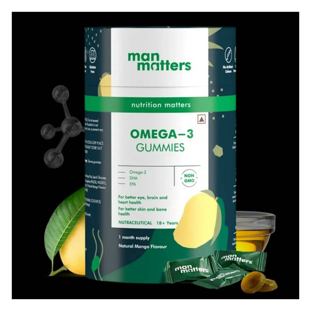 Man Matters Omega 3 Gummies With Natural Mango Flavour | Grocsy