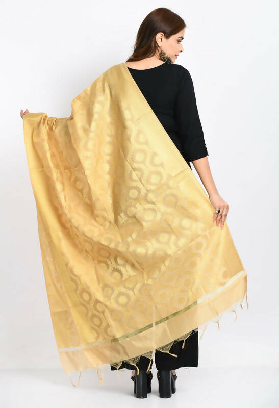 Mominos Fashion Moeza Women's Banarsi Silk All Over Woven Design Golden Dupatta | Grocsy