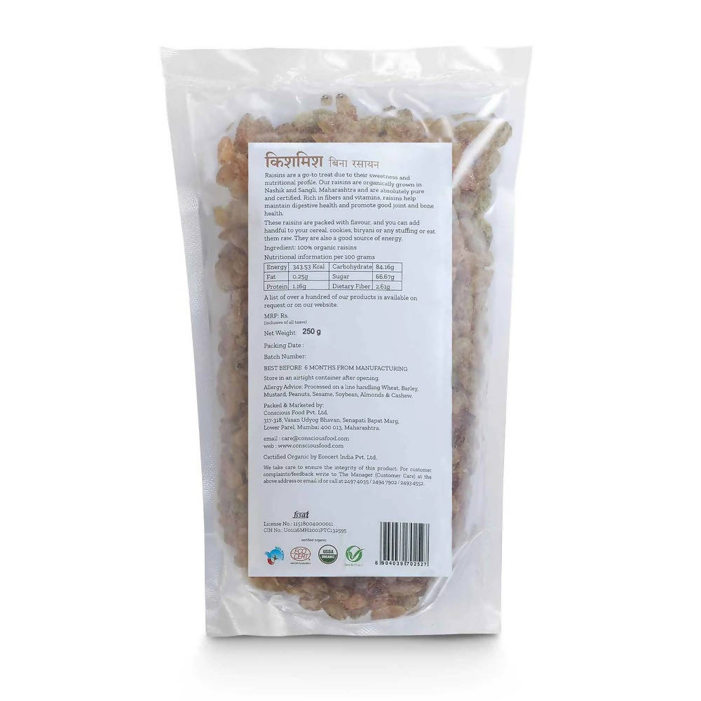 Conscious Food Organic Raisins (Kishmish) | Grocsy