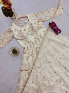 Teeya Creation White Color Faux Georgette Long Party Wear Gown | Grocsy