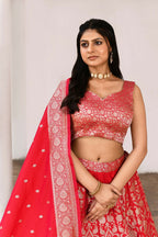 Joban Fashion Fuchsia Soft Pure Handloom Banarasi Silk Lehenga | Grocsy