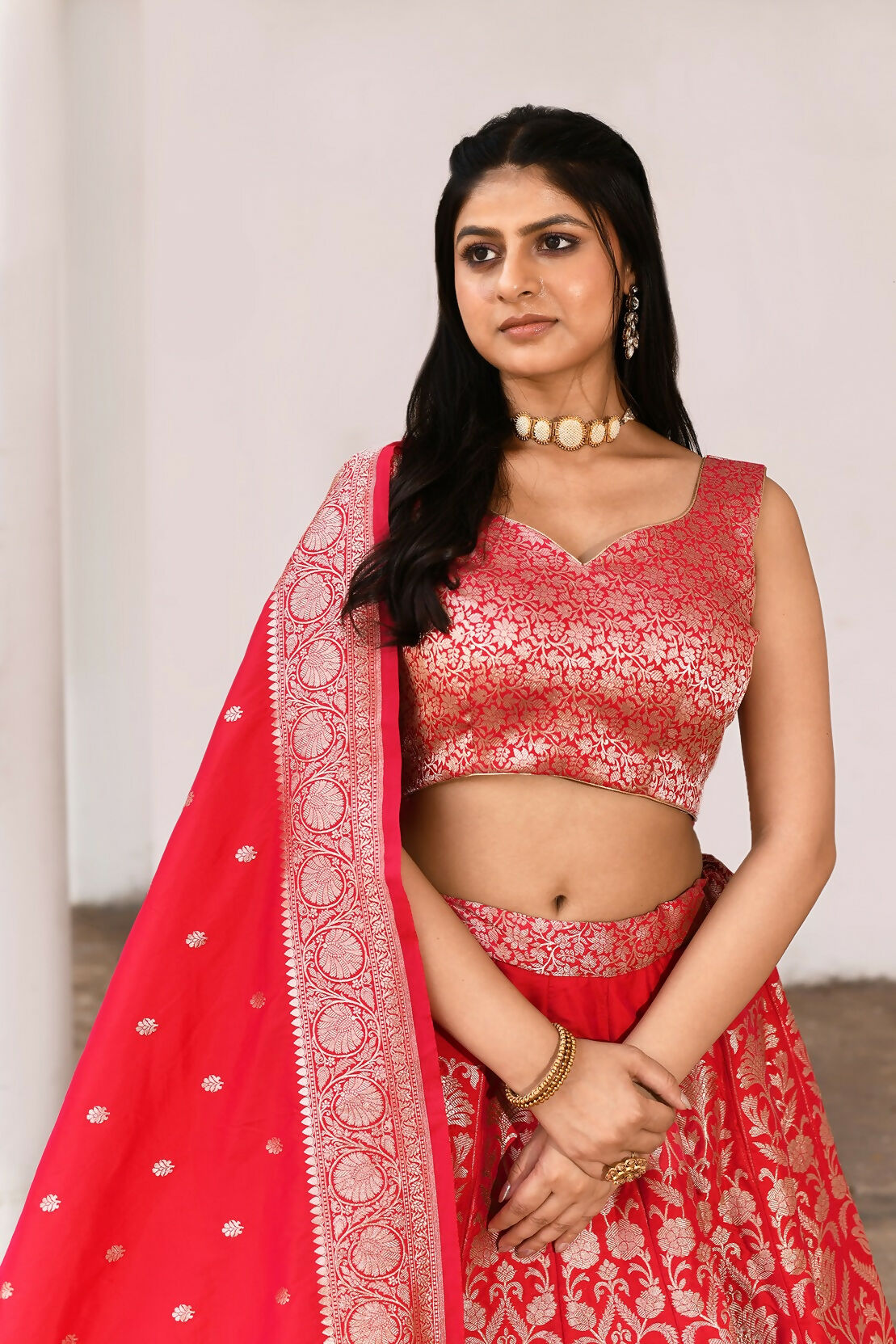 Joban Fashion Fuchsia Soft Pure Handloom Banarasi Silk Lehenga | Grocsy