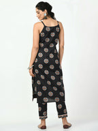 Myshka Women's Black Printed Kurta With Trouser | Grocsy