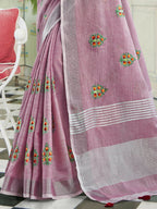 Shree Shyam Fashion Linen Light Purple Saree | Grocsy