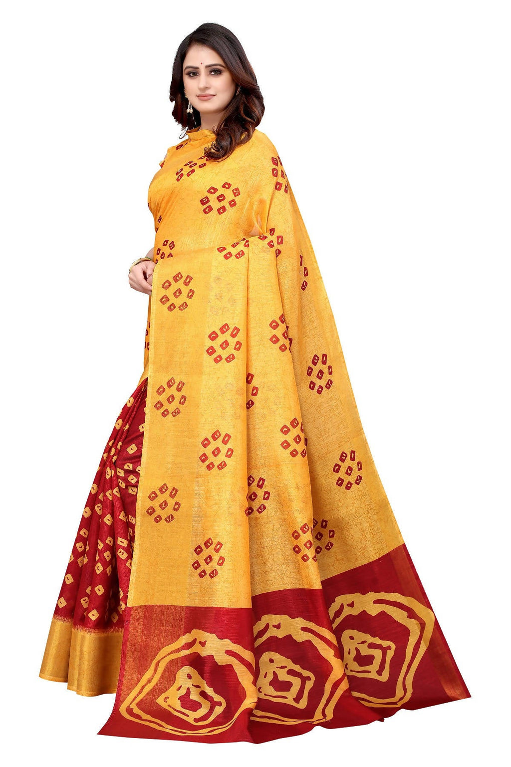 Vamika Ethnic Fire Maroon Jari Border Linen Saree | Grocsy