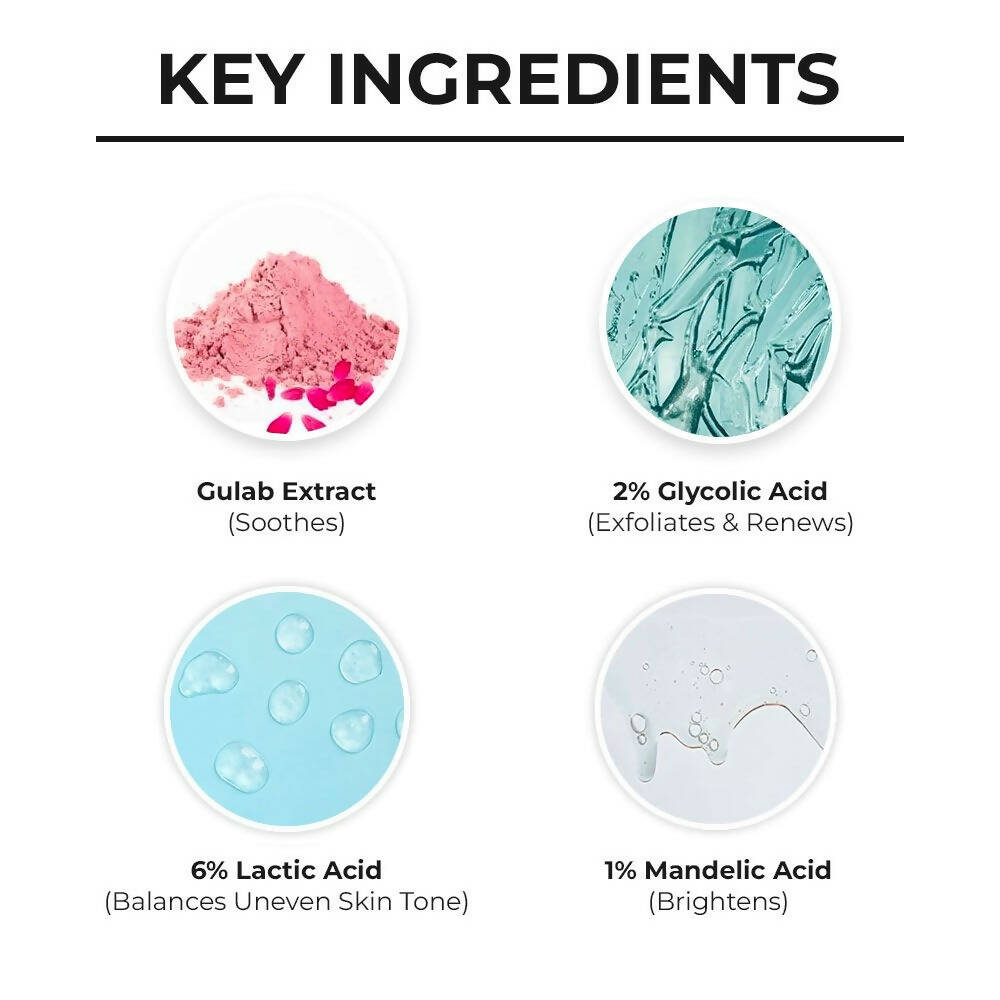 Dr. Sheth's Gulab & 2% Glycolic Acid Body Peel For Glowing Skin & Tan Removal, For Normal to Oily Skin | Grocsy