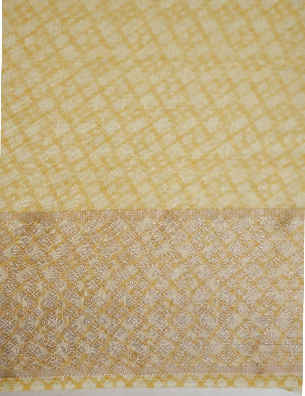 Shades Of Lemon Yellow With Floral Design Semi Chanderi Saree By Gayathri Reddy Designer Studio | Grocsy