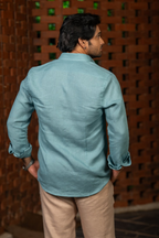 Linen See Blue Azure Breeze Shirt By Hilo Design | Grocsy