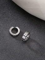 NVR Men's Silver-Plated Stainless Steel Hoop Earrings