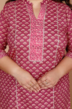Miravan Womens Plus Size Floral Printed Cotton Kurta With Palazzo | Grocsy