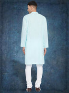 Even Apparels Men's Pure Cotton Blue Kurta | Grocsy