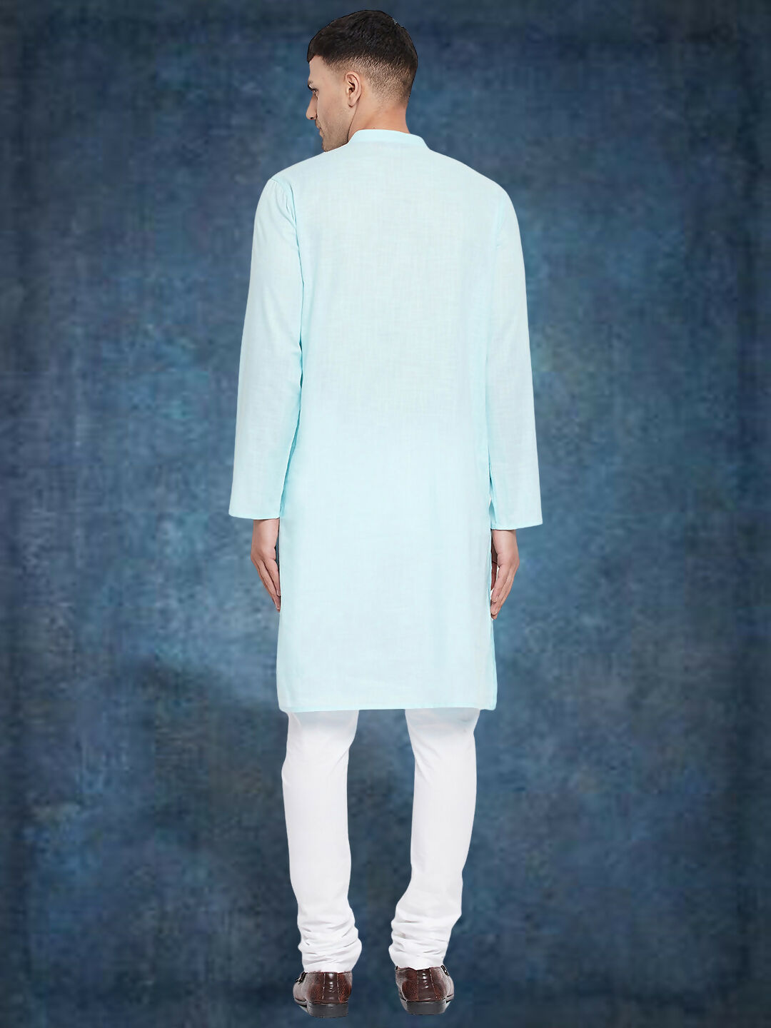 Even Apparels Men's Pure Cotton Blue Kurta | Grocsy