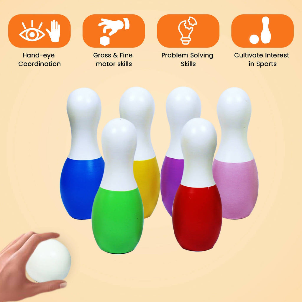 Matoyi Rainbow Coloured Bowling Set For Kids | Grocsy