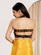 Joban Fashion Mustard Cotton Padded Blouse With Square Neck Sleeveless | Grocsy