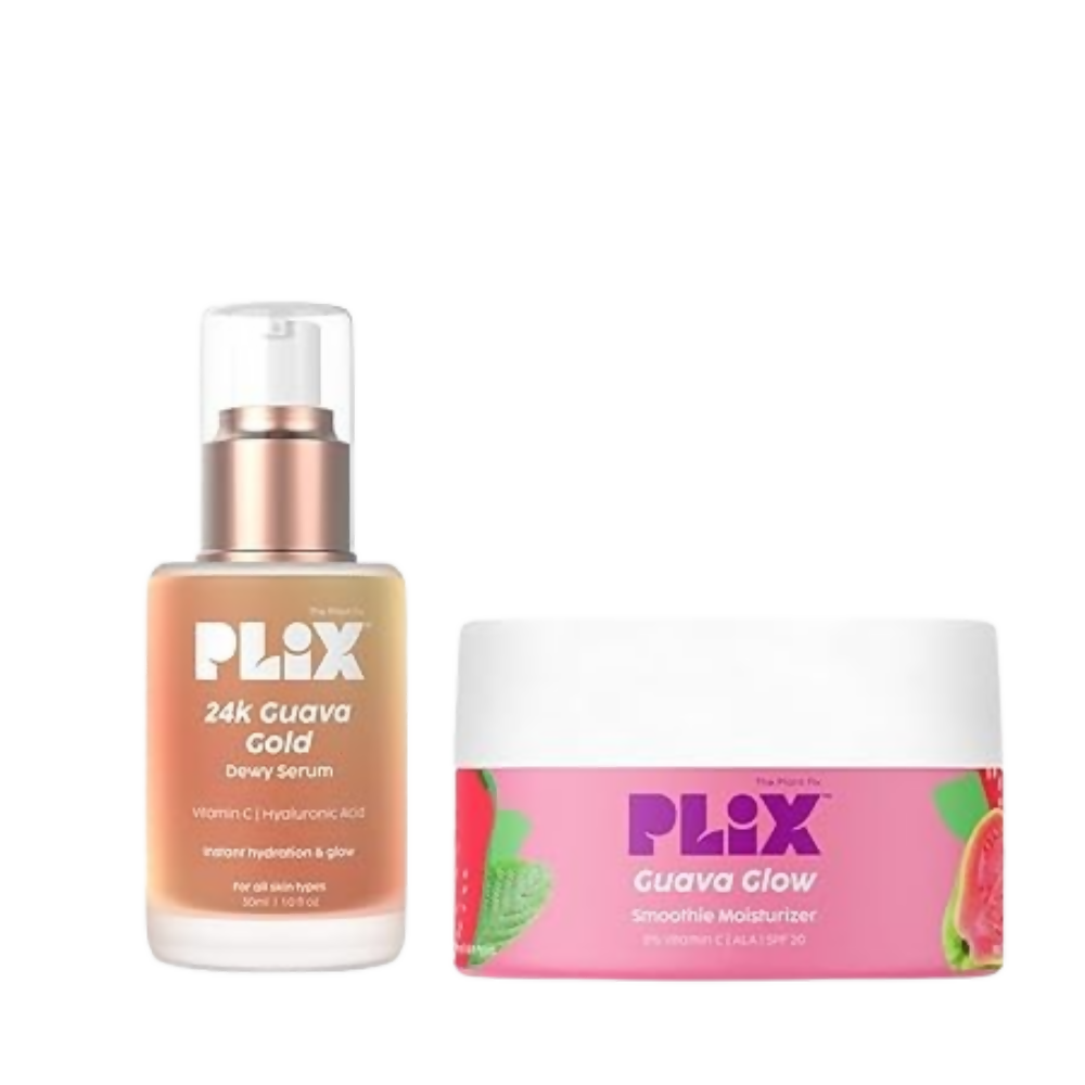 PLIX The Plant Fix Guava Glowy Kit With 24K Gold Dewy Serum & SPF 20 Moisturizer | Grocsy