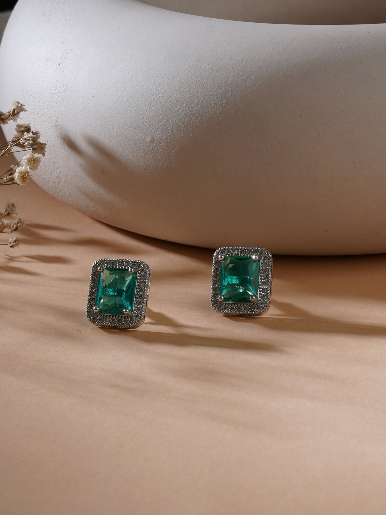 stone stud (Light green ) - Ruby Raang | Grocsy