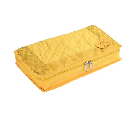 Asmaani Satin 7 Pocket Yellow Bow Jewellery Kit | Grocsy