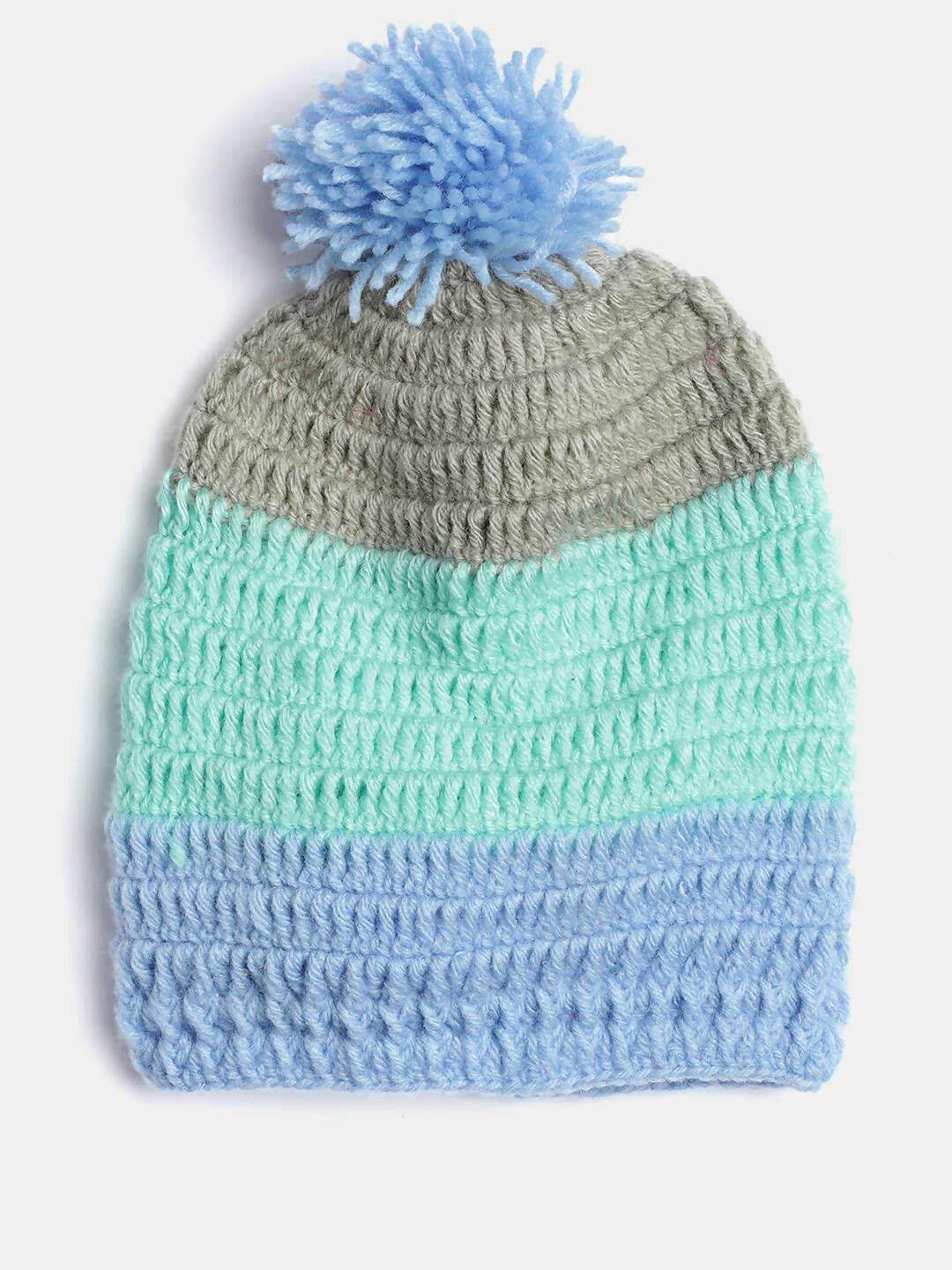 Chutput Kids Woollen Hand Knitted Colorblock Detailed Cap - Multi | Grocsy