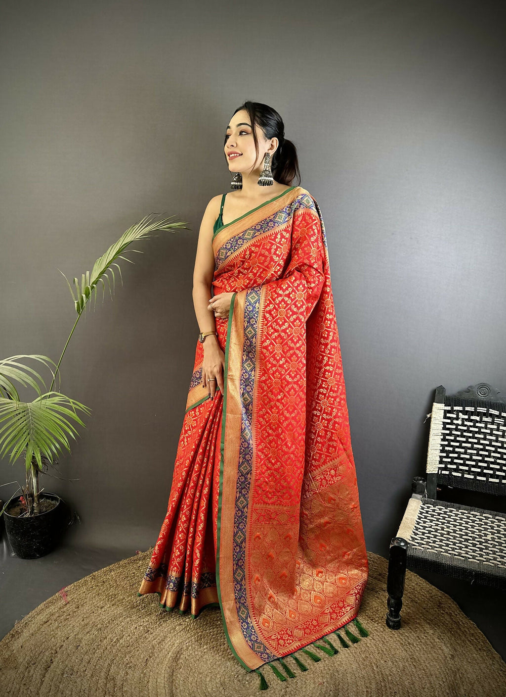 Joban Fashion Red Patola Soft Silk Patola Saree | Grocsy