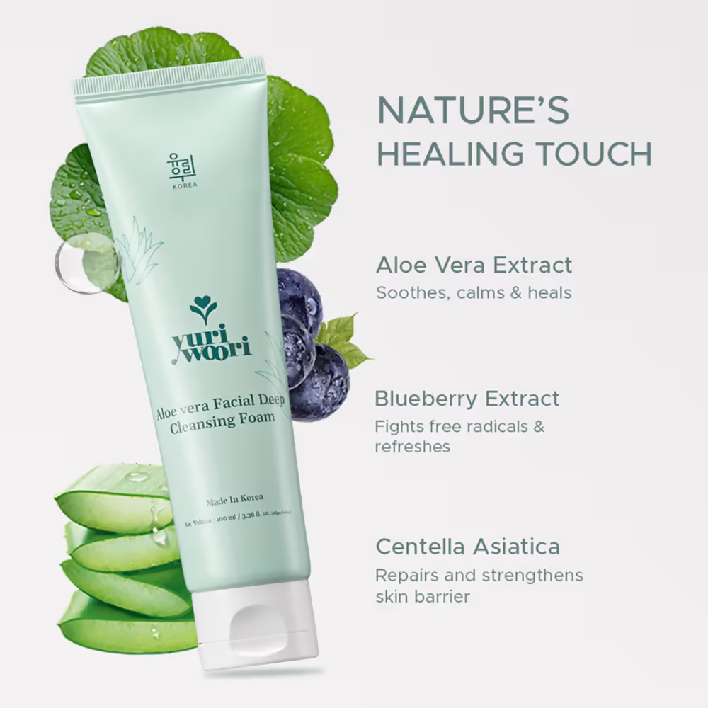 Yuri Woori Aloevera Facial Deep Cleansing Foam | Grocsy