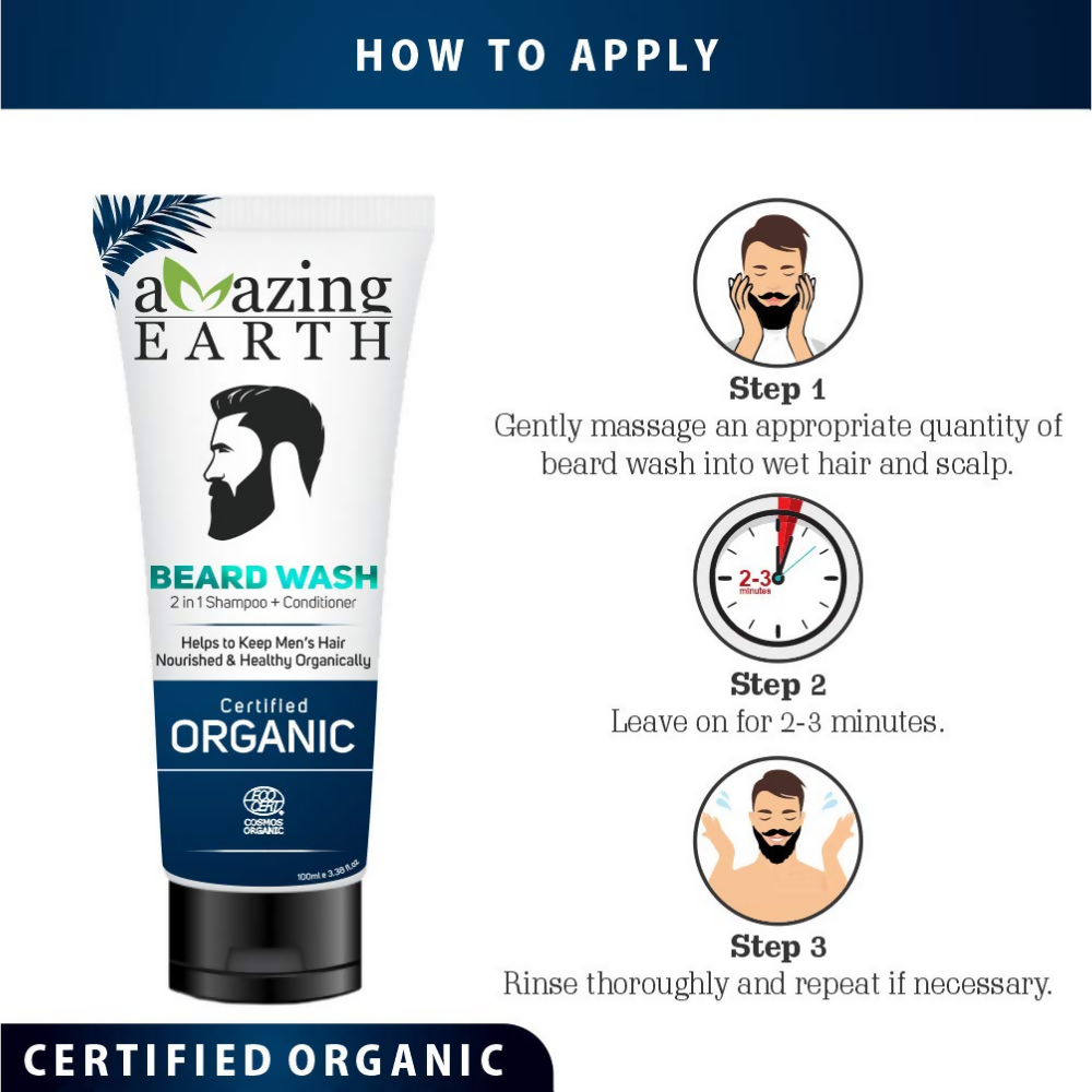 Amazing Earth Certified Organic Beard Oil and Beard Wash | Grocsy