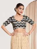 Joban Fashion Black Chiffon Padded Blouse With Square Neck Elbow Sleeves | Grocsy