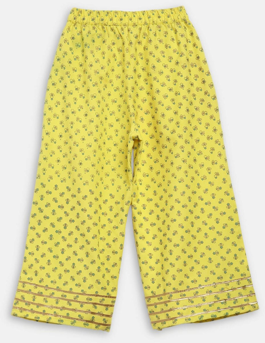 Ahalyaa Mustard Rayon Printed Kids Kurta Palazzo Sets For Kids For Girls | Grocsy