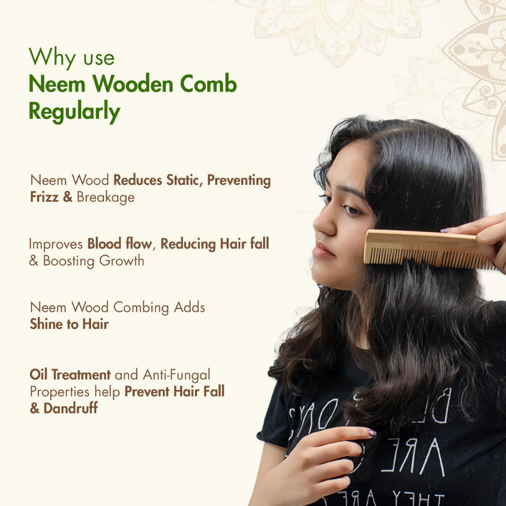 Pink Woolf Neem Wooden Comb Set for Men & Women | Grocsy
