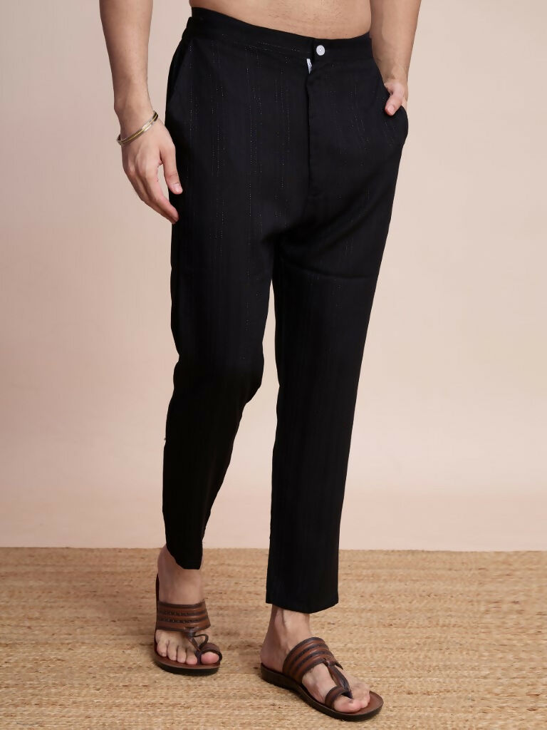 Vastranavya Traditional Festival Wear Viscose Thread & Sequence Embroidered Work Kurta Pant Set - Black | Grocsy