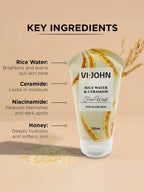 VI-JOHN Rice Water & Ceramide Face Wash For Glass Skin Deep Skin Clean | Grocsy