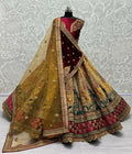 Jyoti Fashion Women's Mustard Velvet Multi Thread Embroidered, Patch Work with Zircon Diamond Wedding Lehenga Choli | Grocsy