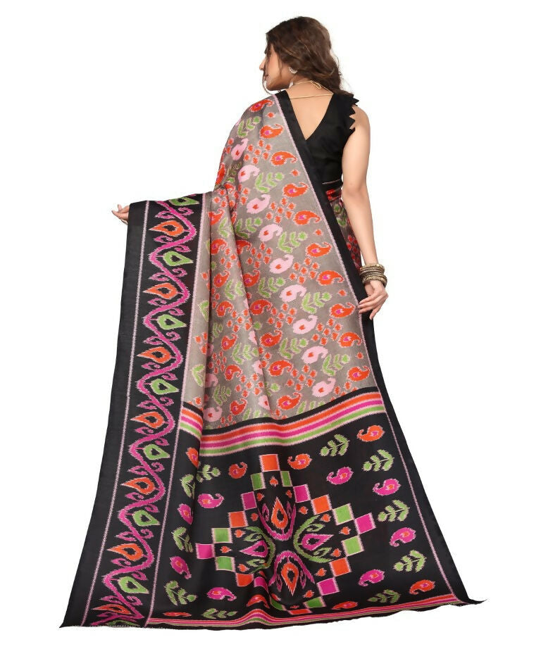 Vamika Black Printed Art Silk Saree | Grocsy