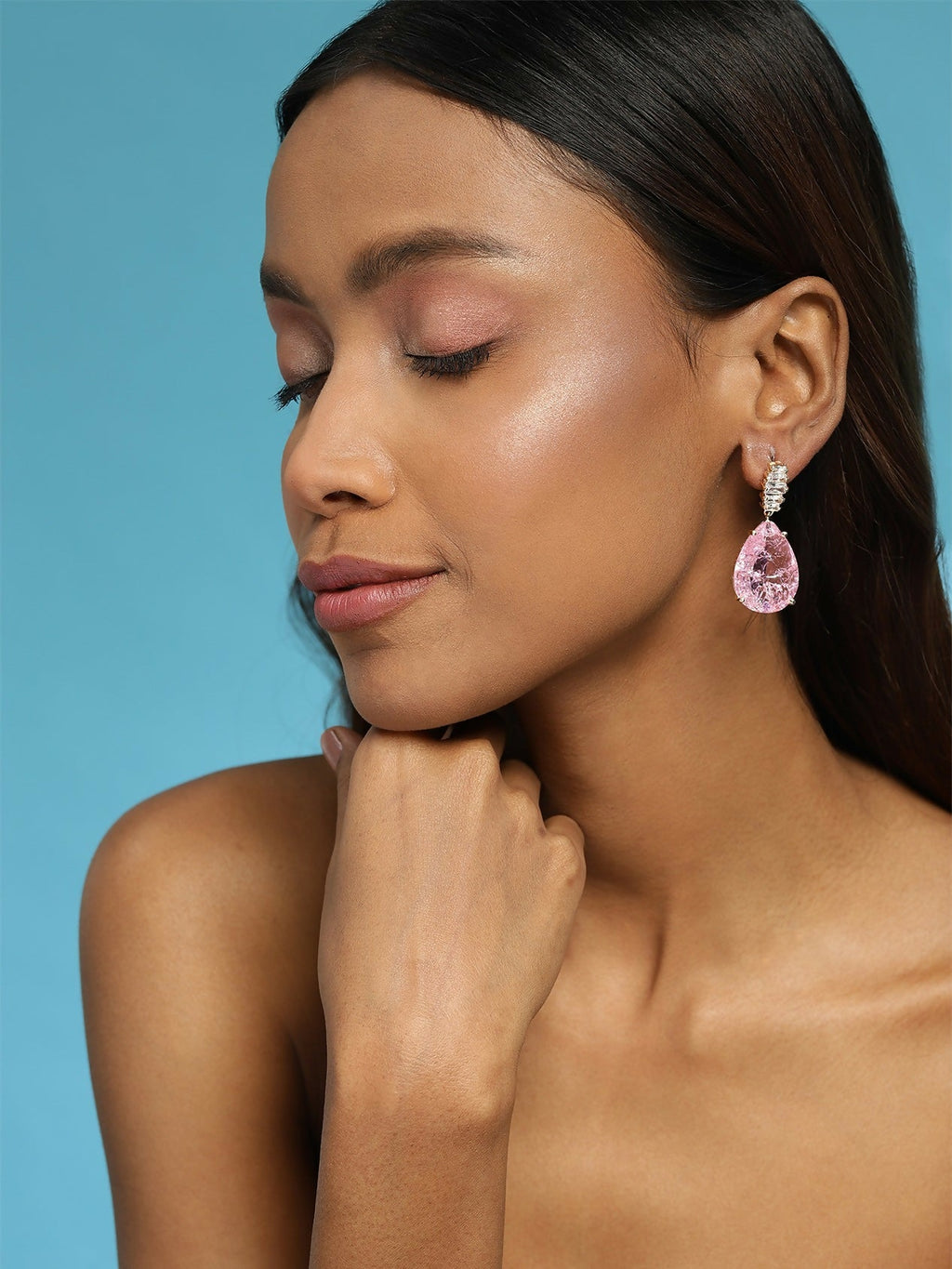 Pink Druzy Quartz Earrings- Ruby Raang | Grocsy