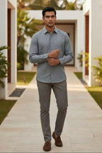 Driftline — Grey Cotton Shirt by Hilo Design | Grocsy