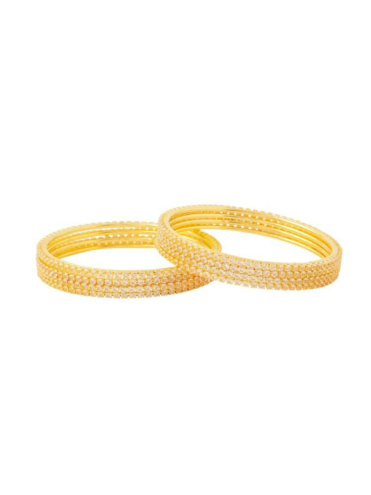 NVR Women Set of 8 American Diamond Gold-Polished Bangles