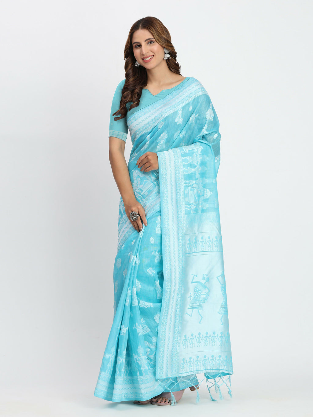 Shree Shyam Fashion Linen Cotton Grey Saree | Grocsy