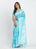Shree Shyam Fashion Linen Cotton Grey Saree | Grocsy