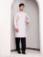 Light Pink Georgette Designer Chikankari Embroidery Work Men's Kurta - Mahotsav | Grocsy