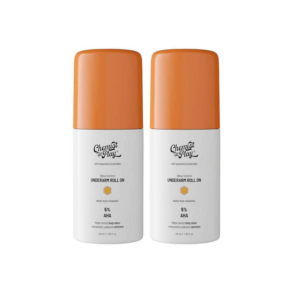 Chemist at Play UnderArm Roll On Woody Musk, Prevents Body Odour, Brightens Skin & Exfoliates Underarm | Grocsy