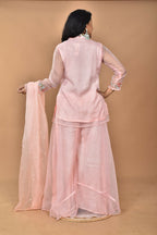 Morchari Women And Hand Embroidery Palazzo Set-Peach | Grocsy