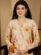 Joban Fashion Printed Cream Pure Cotton Cord Set | Grocsy