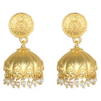 Joban Fashion Women Matte Gold Brass Jhumka | Grocsy